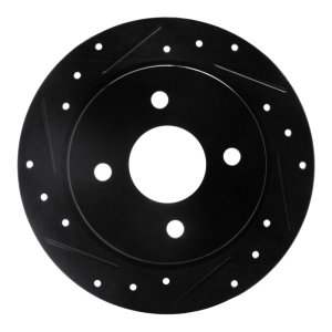 Ford Fiesta Brake Rotor (1) - Rear Left - R1 Concepts - Drilled & Slotted - Black - `01-`19